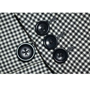 Corneliani 44L Blazer Black White Houndstooth Virgin Wool Made in Italy